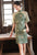 Round Collar Retro Qipao with Flared Sleeves and Embroidery