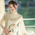 3/4 Sleeve Floral Velvet Cheongsam Tea Length Chinese Dress