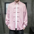 Handmade Silk Tang Suit Shirt with Stand Collar and Plate Buckle