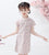 Mandarin Collar Cap Sleeve Girl's Cheongsam Mini Floral Chinese Dress