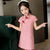 Plaids & Checks Stretchy Kid's Cheongsam Knee Length Chinese Dress