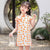 Cap Sleeve Mandarin Collar Pomegranate Pattern Kid's Cheongsam Chinese Dress