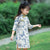 Half Sleeve Butterfly Pattern Kid's Cheongsam Knee Length Chinese Dress