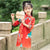Half Sleeve Kid's Cheongsam Knee Length Floral Chinese Dress