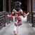 Mandarin Sleeve Dragons Pattern Kid's Cheongsam Knee Length Chinese Dress