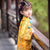 Long Sleeve Floral Brocade Kid's Cheongsam Knee Length Chinese Dress