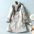 Floral Fancy Cotton Chinese Style Wind Coat with Fur Scarf & Cuff