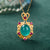 Floral Designed Azurlite Pendant Gilding Necklace