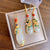 Water Drop Shape White Jade Chinese Style Gilding Earrings