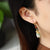 Water Drop Shape White Jade Chinese Style Gilding Earrings