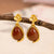 Gilding Lotus & Red Agate Chinese Style Earrings