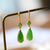 Water Drop Shape Green Jade Chinese Style Gilding Earrings
