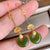 Gilding Cloud Shape & Green Jade Chinese Style Earrings