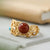 Red Coral & Turquoise Chinese Style Gilding Silver Ring