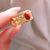 Red Coral Gem Chinese Style Gilding Silver Ring