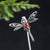 Dragonfly Designed Ruby & Sterling Silver Retro Chinese Style Hairpin
