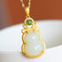 Gourd Shape White Jade Pendant Gilding Necklace