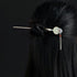 Cloisonne Flower Jade Sterling Silver Retro Chinese Style Hairpin with Tassels