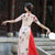 Floral Fancy Cotton Cheongsam Top Chinese Style Dance Costume