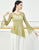 Elegant Chinese Style Classical Dance Costume Yoga Wear with Trumpet Sleeves