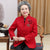 V Neck Floral Embroidery Woolen Tang Suit Traditional Chinese Jacket Mother's Coat