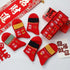 Chinese New Year Style Red Pure Cotton 5pk Crew Socks
