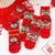 Lion Dance Embroidery Red Pure Cotton 5pk Crew Socks