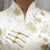 V Neck Asymmetric Hem Brocade Chinese Shirt with Strap Buttons