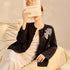 Luxury Jacquard Embroidered Jacket with Sequins & 3D Floral Design