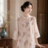 Stand Collar Blouse with Floral Beaded Embroidery and Flared Sleeves