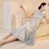 Elegant Sleeveless Cheongsam Dress Midi Qipao for Women Micro Elasticity