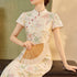 Cheongsam Dress with Embroidery Slim Fit Long Qipao Micro Elasticity