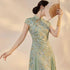 Summer Stand Collar Hollow-Out Jacquard Cheongsam Dress Women's New Chinese Style Qipao Micro Elasticity