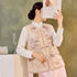 Chinese Style Vintage Jacquard Vest with Pavilion Embroidery & Beading for Women Waistcoat