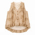 New Chinese Style Halter V-Neck Chiffon Top with Heavy Sequin Embroidery, Loose Fit Sleeveless Blouse