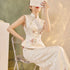 New Chinese Style Stand Collar Butterfly Embroidery Tassel Sleeveless Top & Pencil Skirt Two-Piece Set
