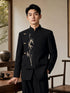 New Chinese Style Men's Suit Set with Bamboo Embroidery - Wedding Groom Jacket & Pants