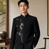 New Chinese Style Men's Suit Set with Bamboo Embroidery - Wedding Groom Jacket & Pants