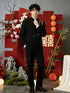 New Chinese Style Tang Suit Groom Wedding Jacket for Men with Mandarin Collar & Gold Bamboo Embroidery
