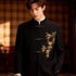New Chinese Style Stand Collar Groom Suit Jacket for Men with Gold Bamboo Embroidery & Pants