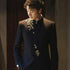 New Chinese Style Stand Collar Wedding Suit Jacket for Men with Gold Embroidery and Pants
