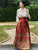 Traditional Chinese V Neck Hanfu Shirt and Horse-Face Skirt 2-Piece Set