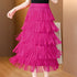 Tea Length Fringe Bodycon Ruffle Cake Skirt