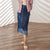 Denim Print Fringe Trim Pleated High Waisted Bodycon Skirt