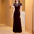 Cap Sleeve V Neck Mermaid Velvet Cheongsam Mother Dress with Beading