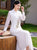 Retro Chinese Long Dress with Embroidery and Zen Tea Ceremony Style
