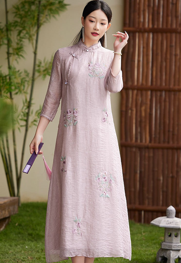 pink chinese style dress Pink Qipao & Cheongsam
