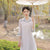 Modernized Chinese Dress with a Loose Fit V-neck and Silk-Linen