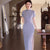 Spring/Summer Elegant Lilac Cheongsam Slim-Fit Long Qipao with Classic Chinese Simplicity