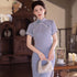 Spring/Summer Elegant Lilac Cheongsam Slim-Fit Long Qipao with Classic Chinese Simplicity